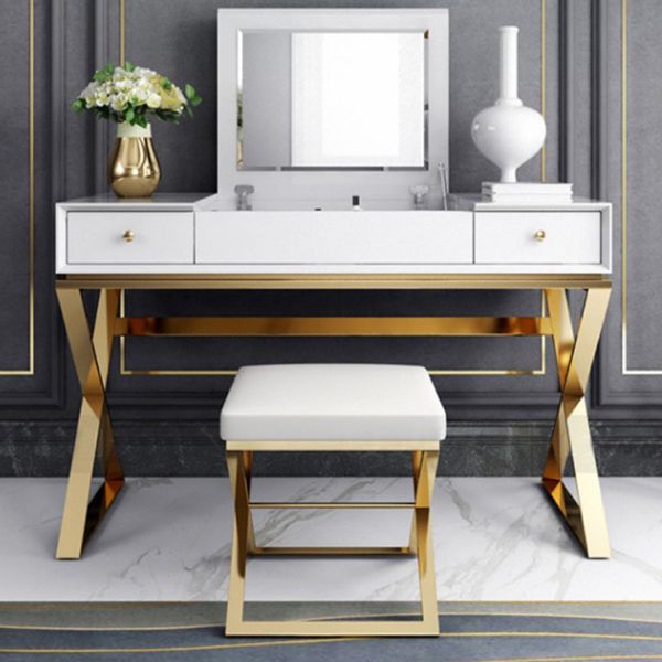 White Mirror and Drawers Included Glam Vanity Dressing Table Set