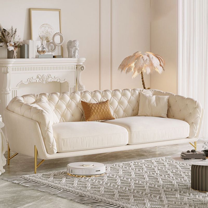 Velvet Tuxedo Arm Sofa Contemporary Sofa with Tufted Split-Back