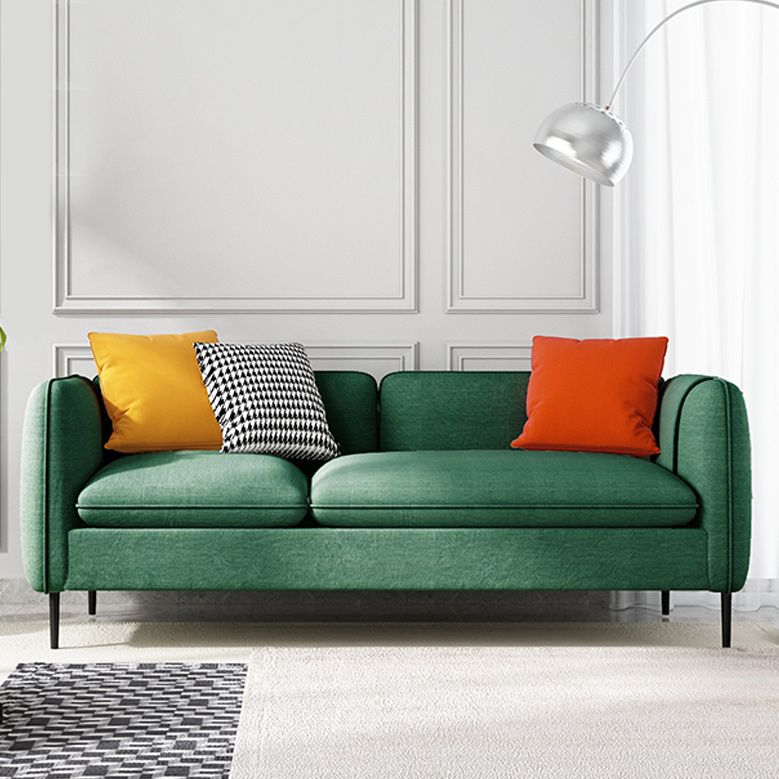 Modern 29.92" H Linen Square Arm Sofa with Pillows and Storage