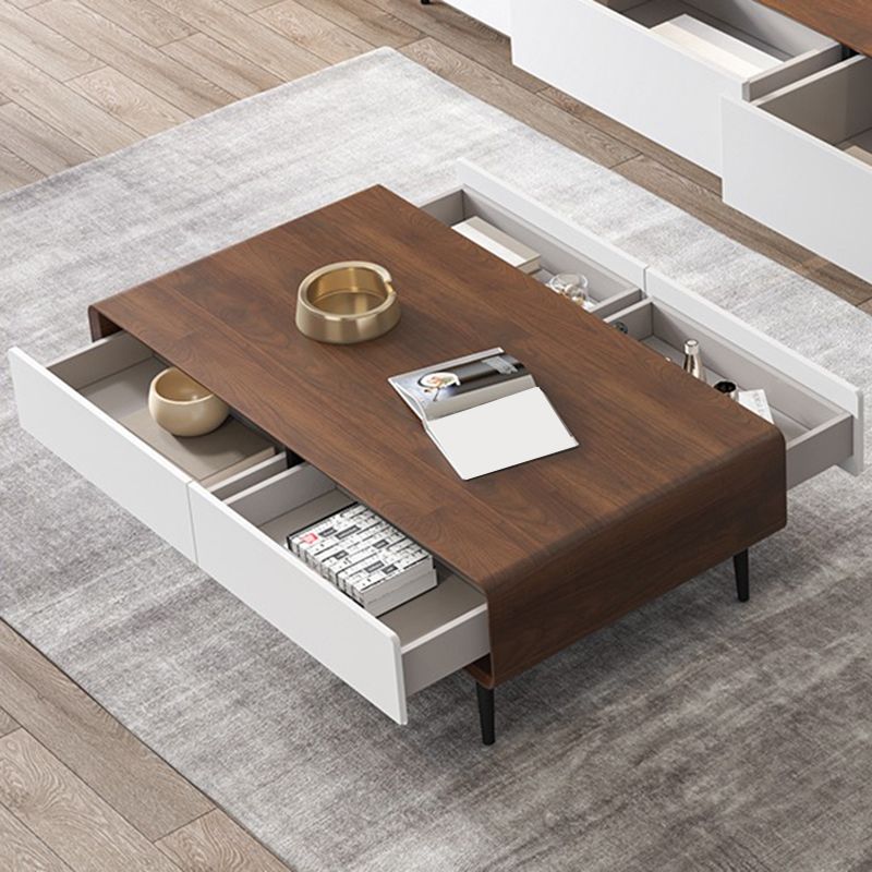 15"H Contemporary Coffee Table Single Coffee Cocktail Table with Storage