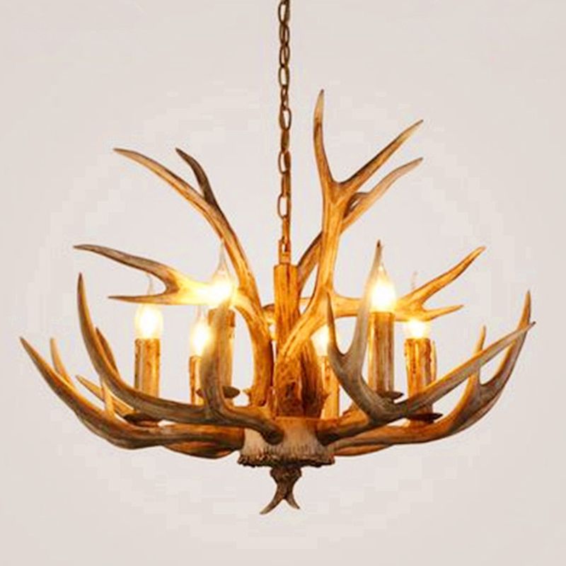 Finition en bois Affoux de lustre d'éclairage de résine rustique lampe suspendue au plafond de salon en résine rustique