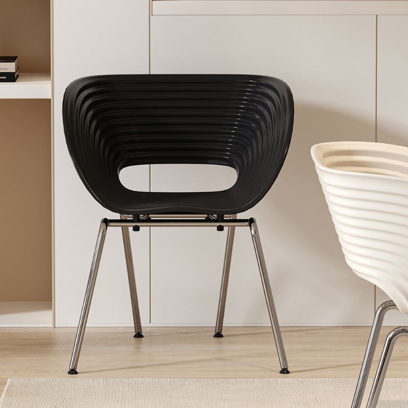 Industrial Plastic Arm Chair Metal Base Indoor Dining Chair for Home