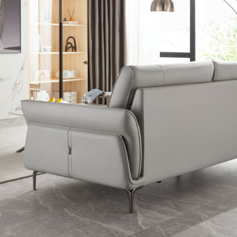 Faux Leather Standard Sofa Flared Arm Loveseat in Gray and Blue