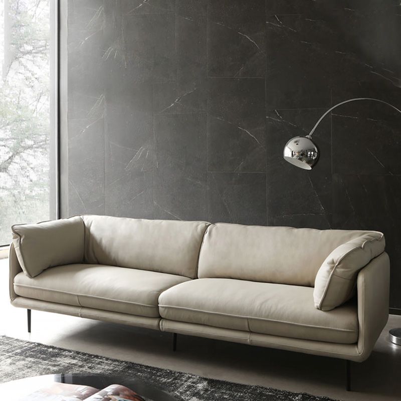 Faux Leather Sofa 31.49" High Tuxedo Arm Sofa with Loose Back