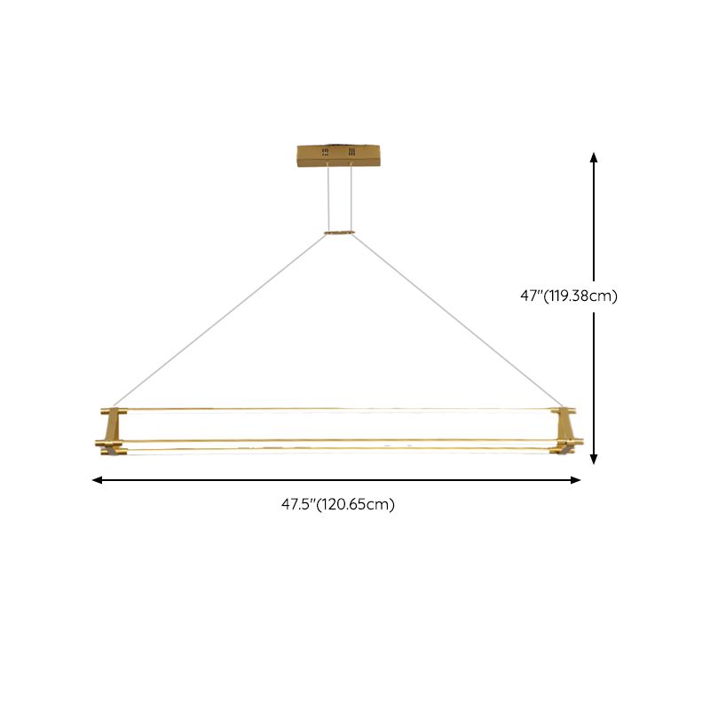 LED Linear Kitchen Island Lighting in Gold Contemporary Solid Brass Ceiling Pendant