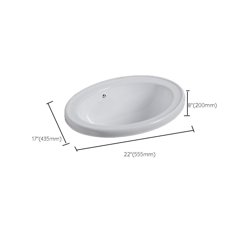 White Drop-in Bathroom Sink Porcelain Wash Stand with Shut-Off Valve