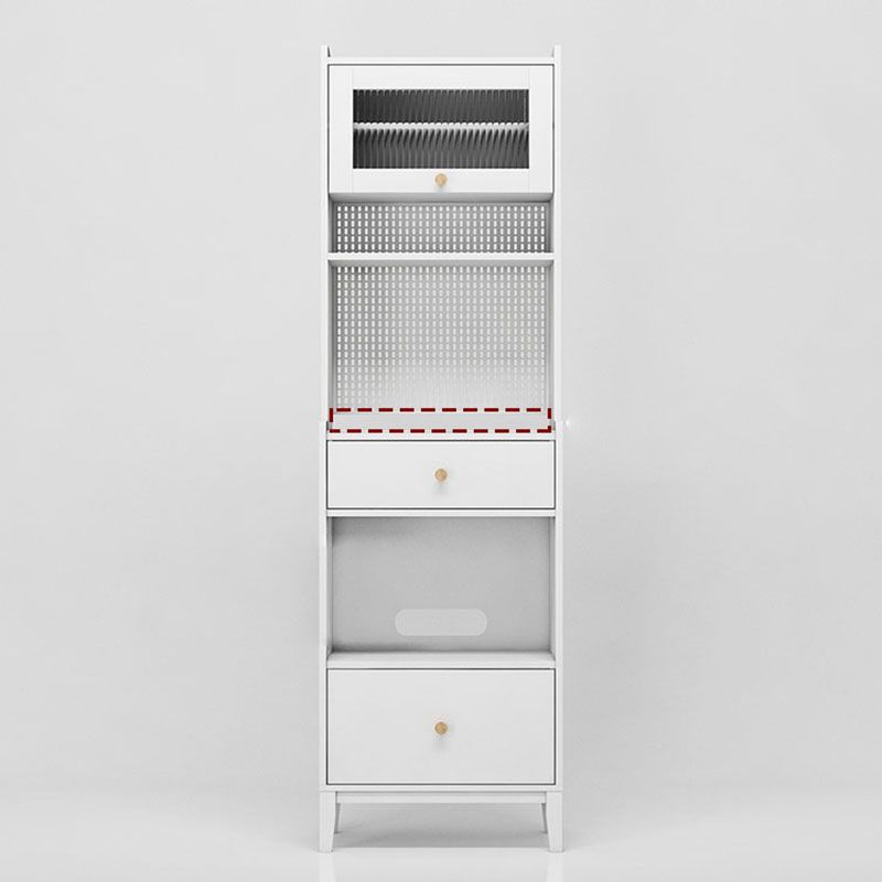 Glam Stone and Wood Server Kitchen Glass Doors Cabinet Buffet Table with Drawers