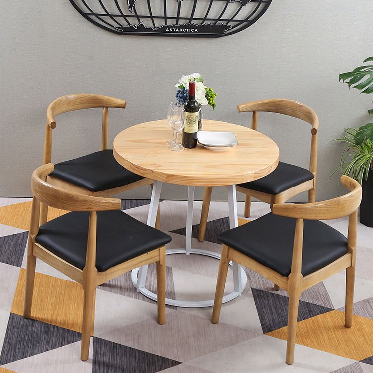 Modern Style Round Solid Wood Dining Set 1/2/3/4/5 Pieces Dining Set for Dining Areas