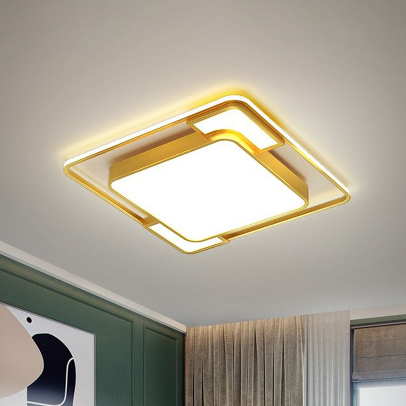 Gold Geometrical LED Flush Mount Modern Acrylic Flushmount Ceiling Light for Living Room