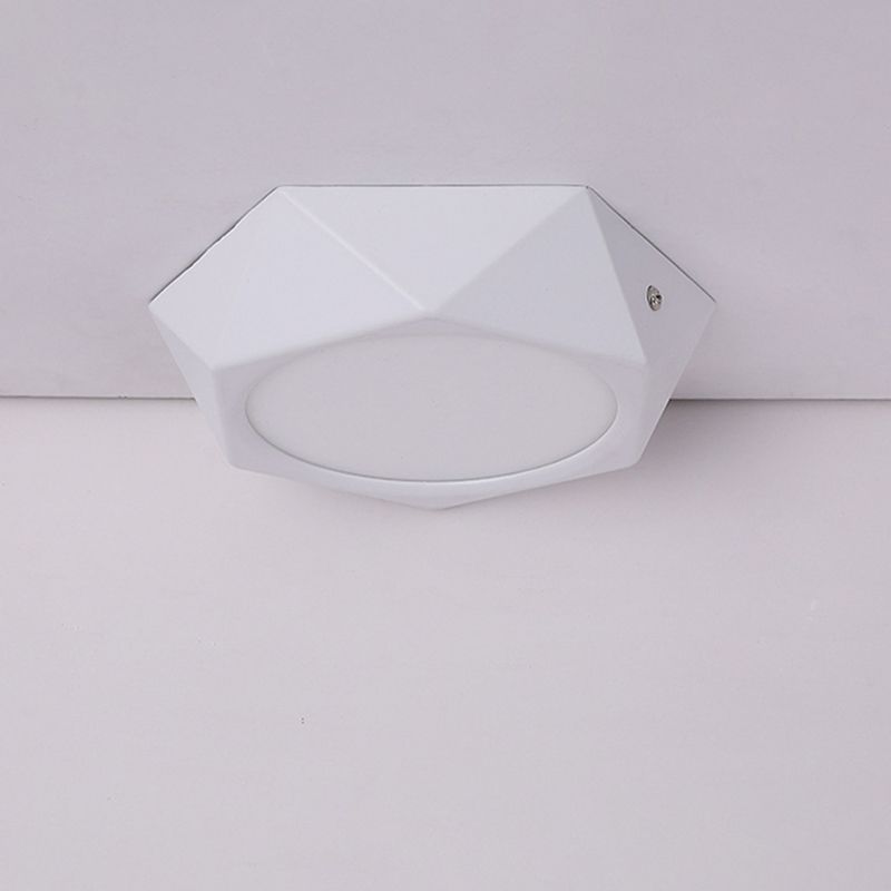 Polygon Office Flush Light Fixture Aluminum Simple LED Ceiling Lamp in White, 6w/12w/18w