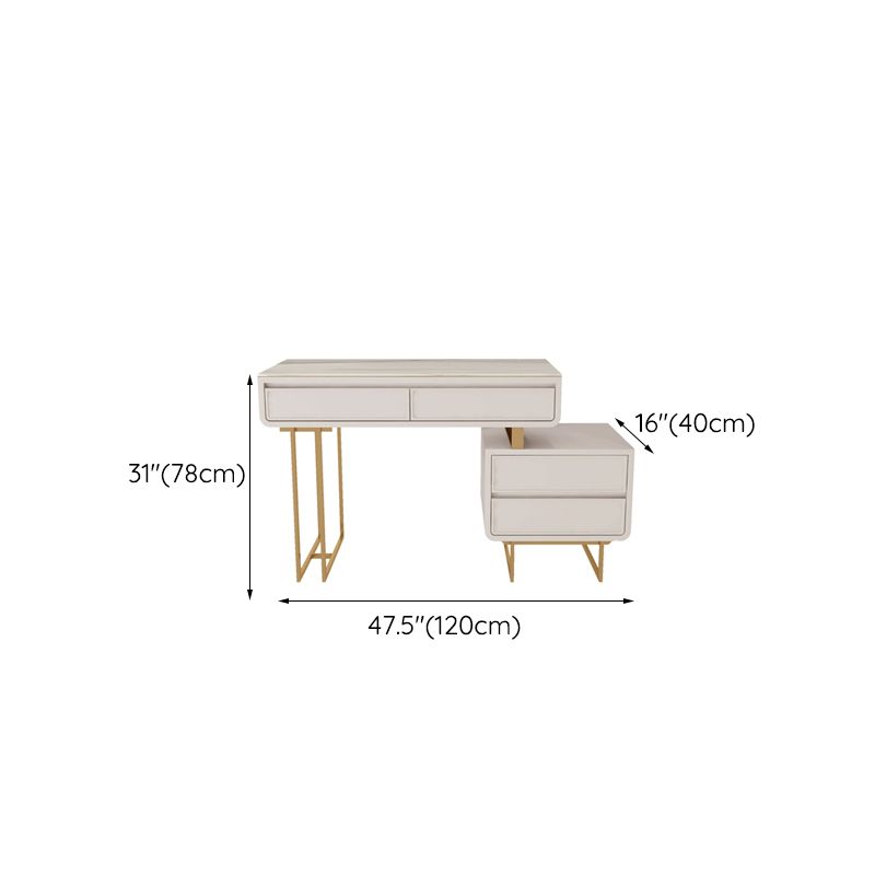 Glam Style White Gold Dresser Bedroom with Drawer Standing Make-up Vanity
