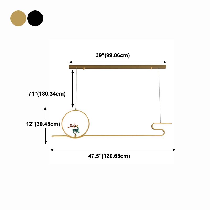 Estilo contemporáneo Luces colgantes de forma lineal Metal Lighting de 2 luces