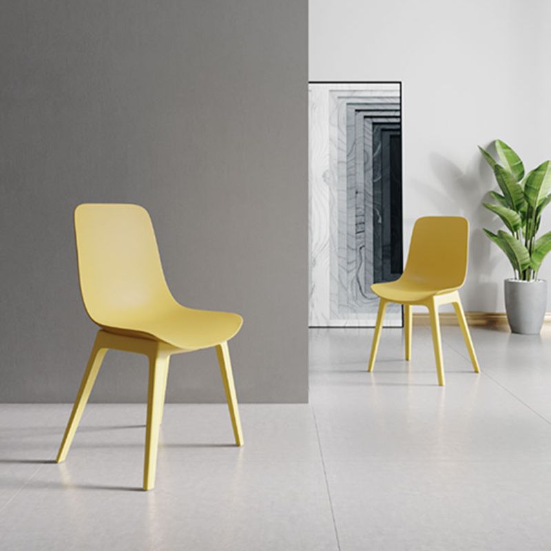 Silla escandinava sin brazos con respaldo sólido, sillas laterales de comedor de plástico