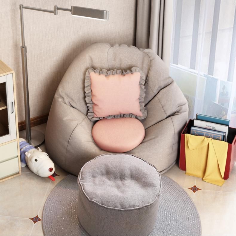 Solid Color Chair with Ottoman and Pillow Armless Chair for Living Room