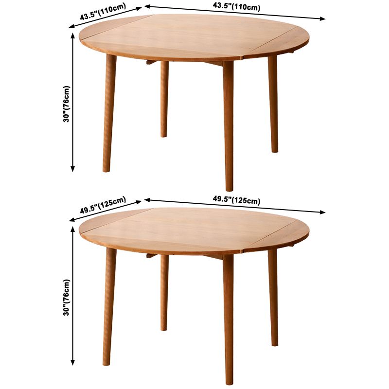 Oak Extendable Round Dining Table Modern Adjustable Square Wood Table with 4 Legs