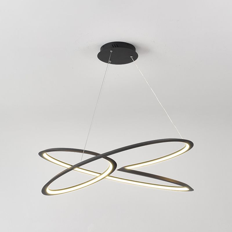 Twisting Pendant Lighting Fixture Modern Metal Single Light Chandelier Lamp in Black