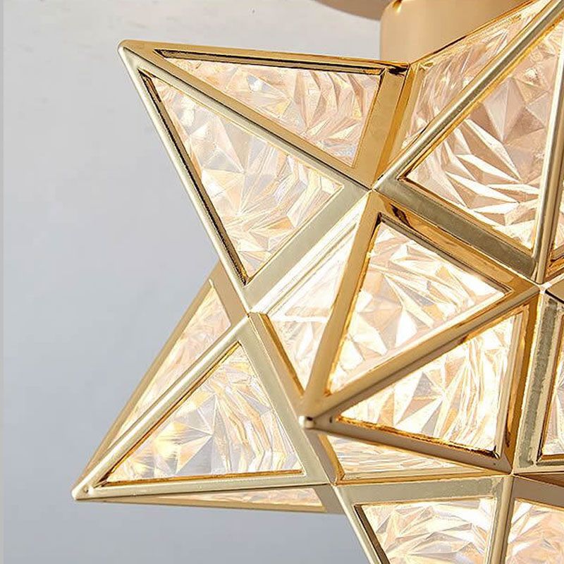 Star Semi-Flush Plafond Licht Traditioneel Plastic Plafond Mount Kroonluchter voor Slaapkamer