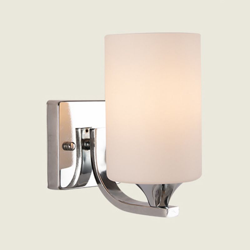 White Modern Metal Wall Sconce Geometric Shape Wall Light with Glass Shade for Living Room