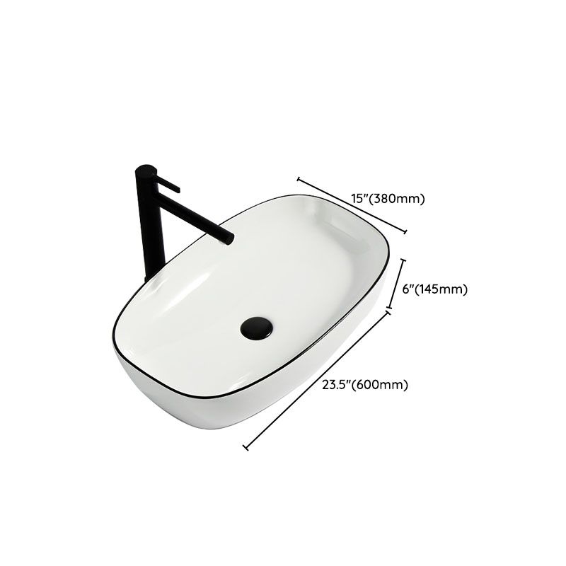 Modern Bathroom Sink Pop-Up Drain Rectangular Trough Sink without Faucet