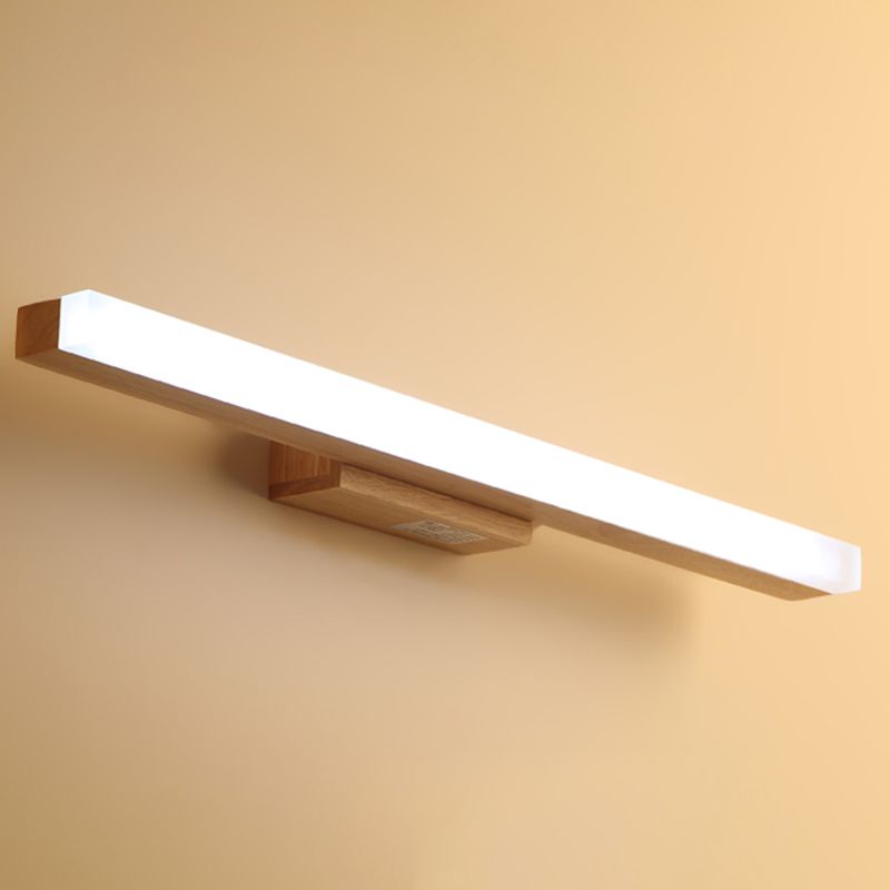 Wood Linear Mirror Lighting Nordic Style LED Wall Mounted Light Fixture