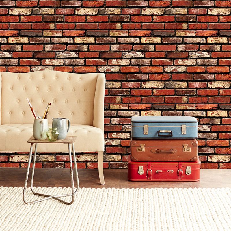 Fake Bricks Wallpaper Roll Stain Resistant Cyberpunk Living Room Wall Decor, 33' x 17.5"