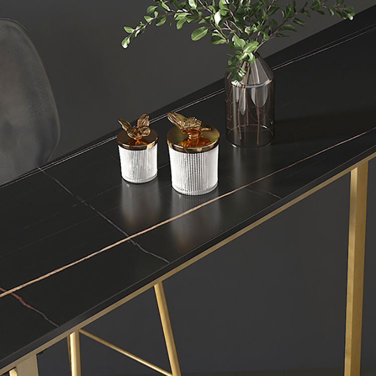 Stone Top Bar Stool Table Glam Style Pub Table with Metal Leg