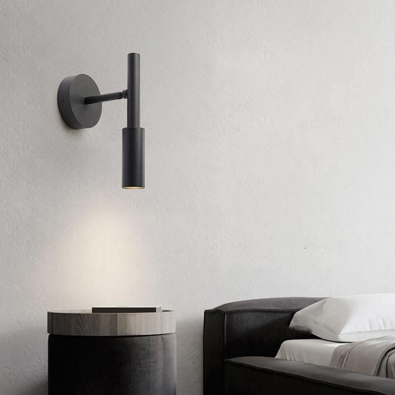 Single Modernism White/Black Wall Mounted Sconce Metallic Wall Light for Bedroom