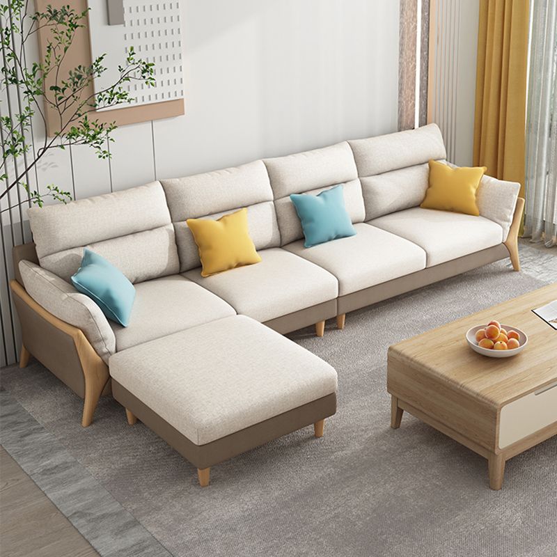Scandinavian Beige Removable Cushions Slipcovered Sofa/Sectional for Living Room