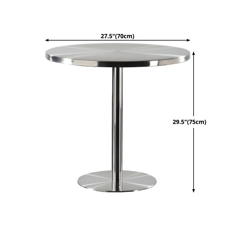 Metal Industrial Round Dining Table Steel Top Table with Pedestal Base