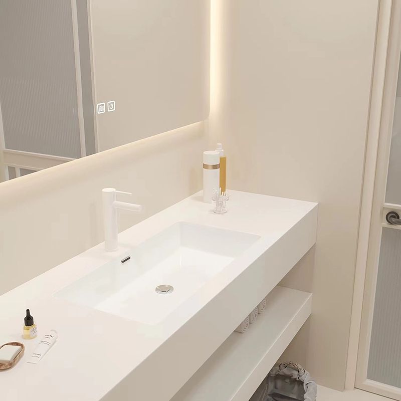 Creative Vanity Sink Mirror Wall-Mounted Bathroom Vanity Set in White