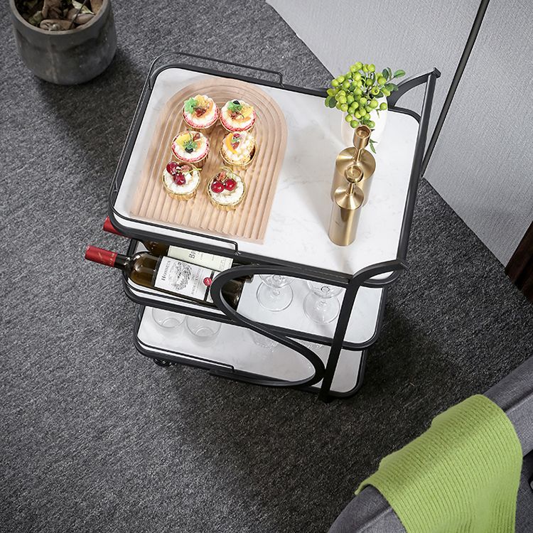 Modern Rolling Prep Table Rectangular Metal Prep Table for Home Use
