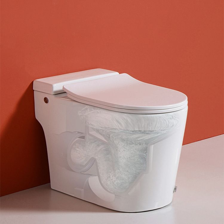 Contemporary Elongated Toilet Bowl Siphon Jet Flush Toilet with Seat for Bathroom