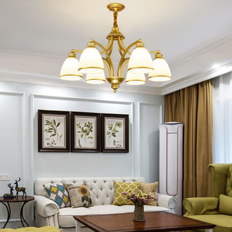Gold Metal Chandelier Light Fixtures Traditional Multi-Head Hanging Pendant Lamps for Living Room