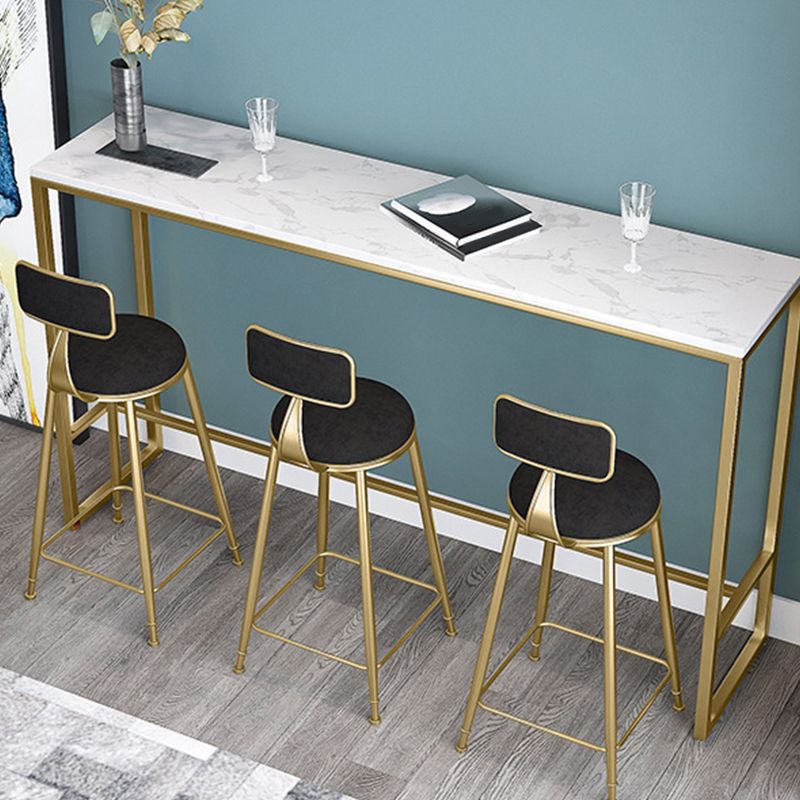 White Faux Marble Table Modern Style Bistro Bar Table for Patio Use