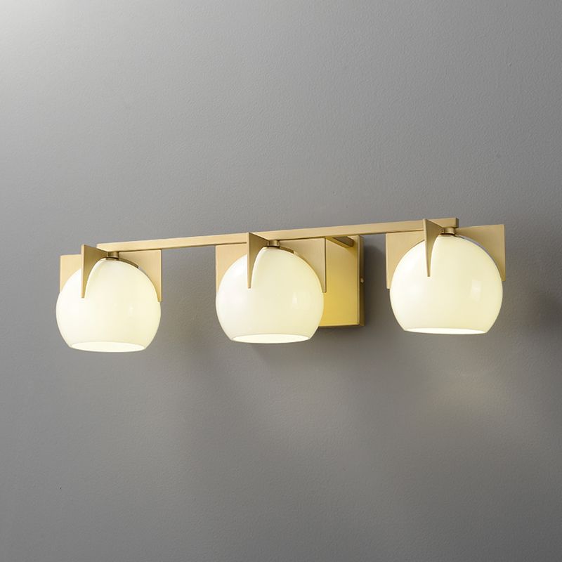 Postmodern Metal Wall Sconce Geometric Shape Vanity Lamp with Glass Shade for Bathroom
