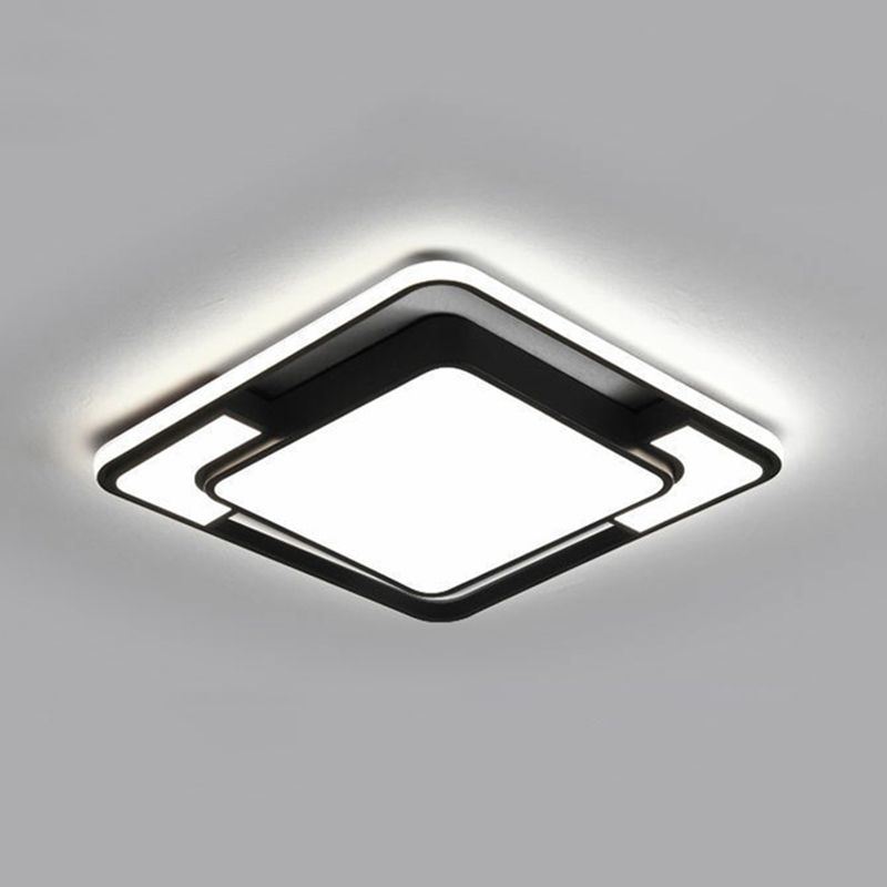 Empalme LED integrado Sala de estar de aluminio moderna con lámpara de techo incorporada, negro