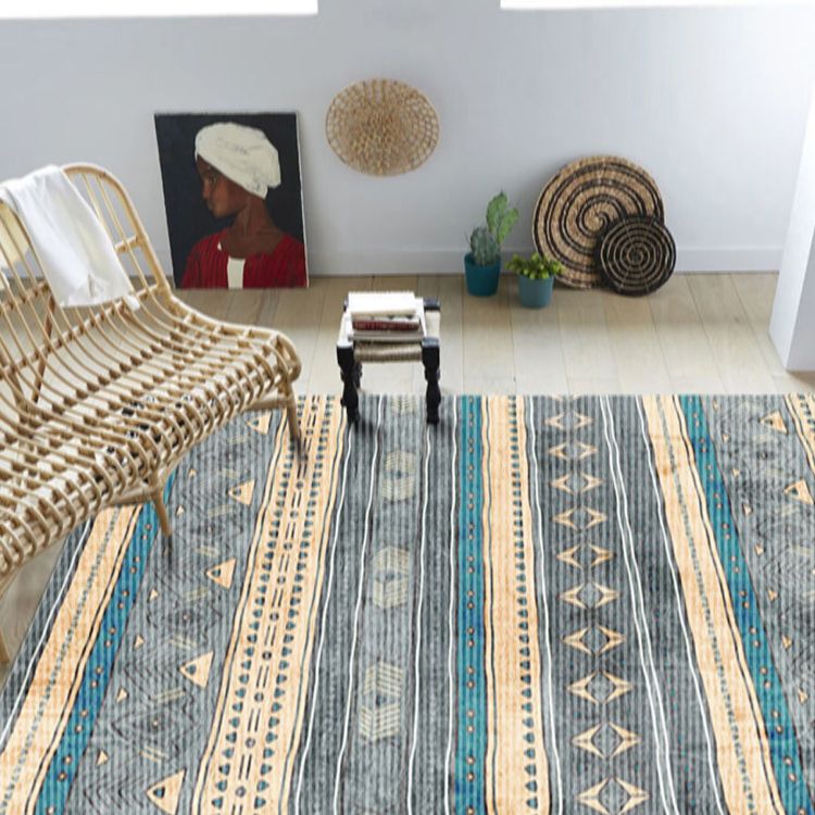 Bohemian Normatischer Stammesgebiet Teppichfarbe gemischte Polyester Teppich Anti-Rutsch-Rücken-Teppich für die Heimdekoration