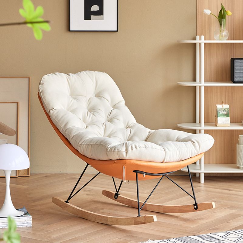 Scandinavian Parsons Chair with Beige Tufted Back and Sled Base