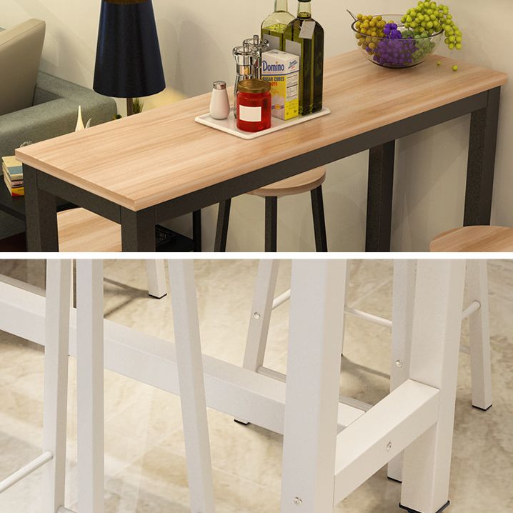 Modern Style Rectangle Bar Table Wood Bistro Bar Desk with Trestle Base