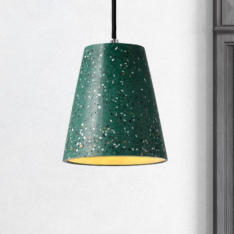 Concrete Cone Pendant Lighting Simplicity 1 Light Black/White/Brown Hanging Light