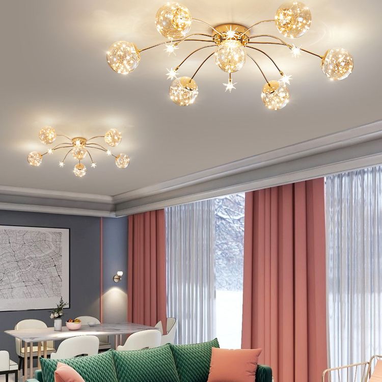 Plafonnier LED de forme radiale, montage encastré en fer moderne pour salon et chambre à coucher