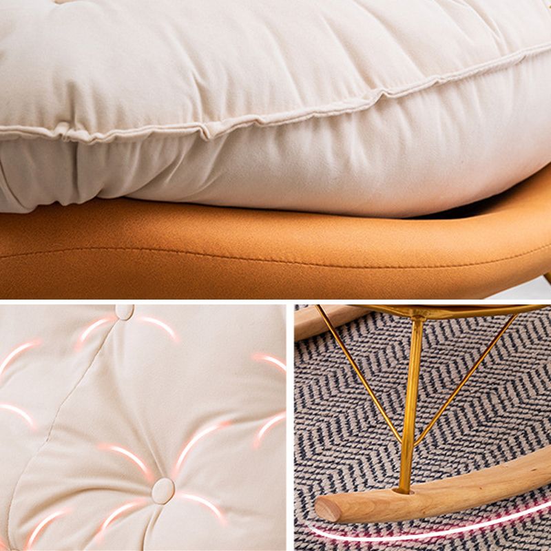 Button-Tufted Rocking Chair Modern Fabric Patchwork Rocking Chair with Ottoman