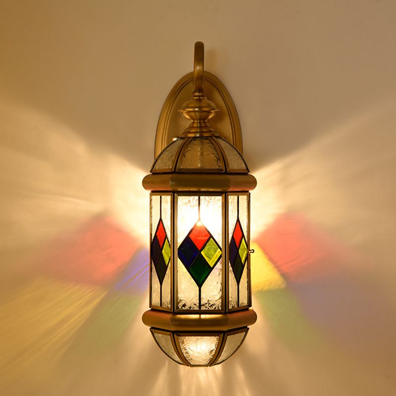 Capsule dorée mural Light Classic Classic Brass and Ripple Verre Single Light Murce Light