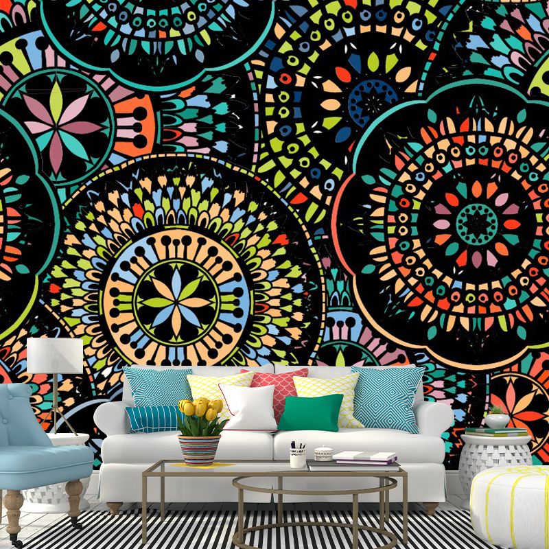 Ethnic Mandala Pattern Mural Wallpaper for Bedroom Abstract Wall Decor, Custom Print