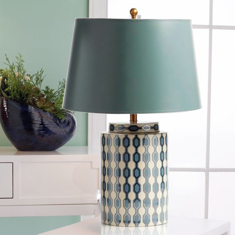 Jar -vormige nachttafel Licht Modernistisch keramiek 1 kop blauw/oranje afwerking stof bureaulamp voor bed voor het bed