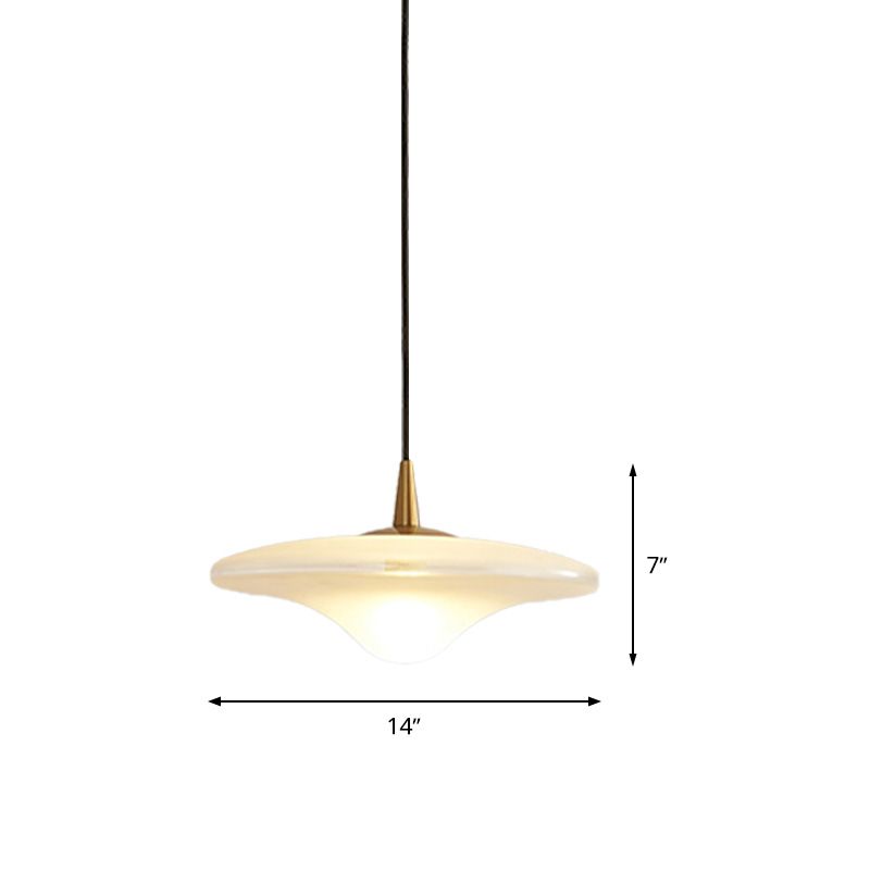 Contemporary Flare Hanging Lamp White Glass 1 Bulb Restaurant Down Lighting Pendant