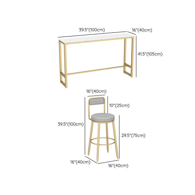 Faux Marble Bar Stool and Table Set 1/4 Pieces Counter Height Set