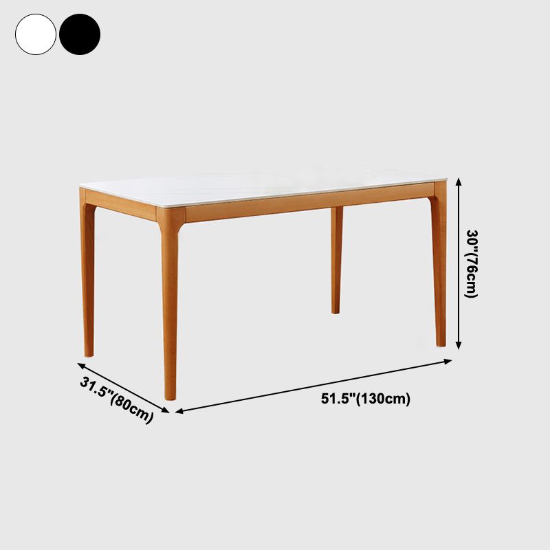 51'' Sintered Stone Rectangle Table Medieval Modern Table with Beech Wood 4 Legs