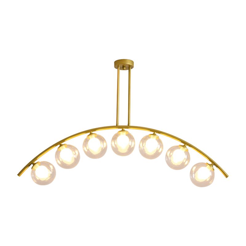 Pendente dell'isola postmoderno 3/5/7 light con luce piena di soffitto curvy in oro per ombra chiara/bianca per cucina