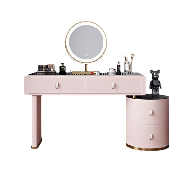 Light Glass Top Makeup Vanity Desk Storage Box Makeup Vanity Set